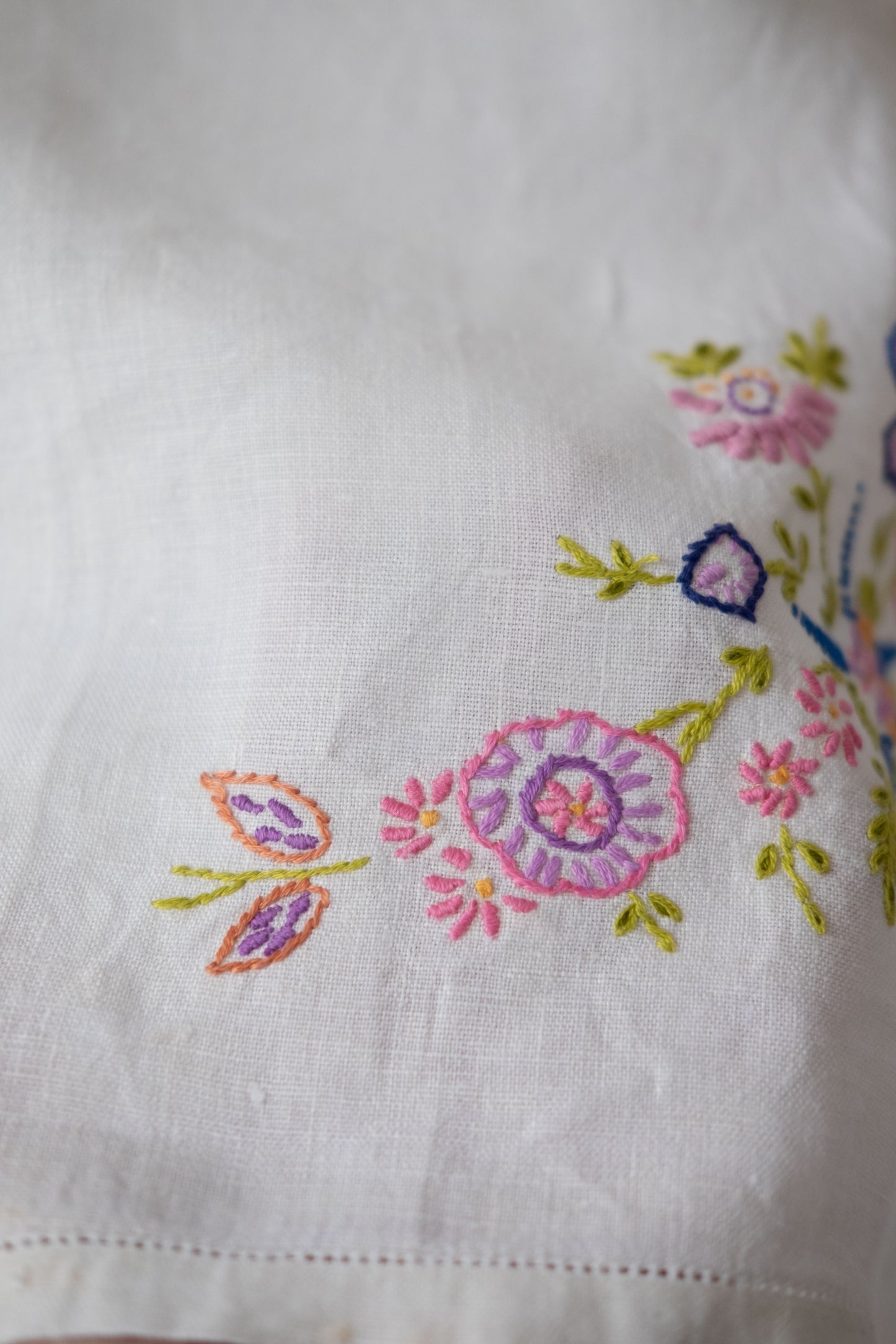 Alice ~ Reworked Vintage Linen Embroidered Tee - S/M