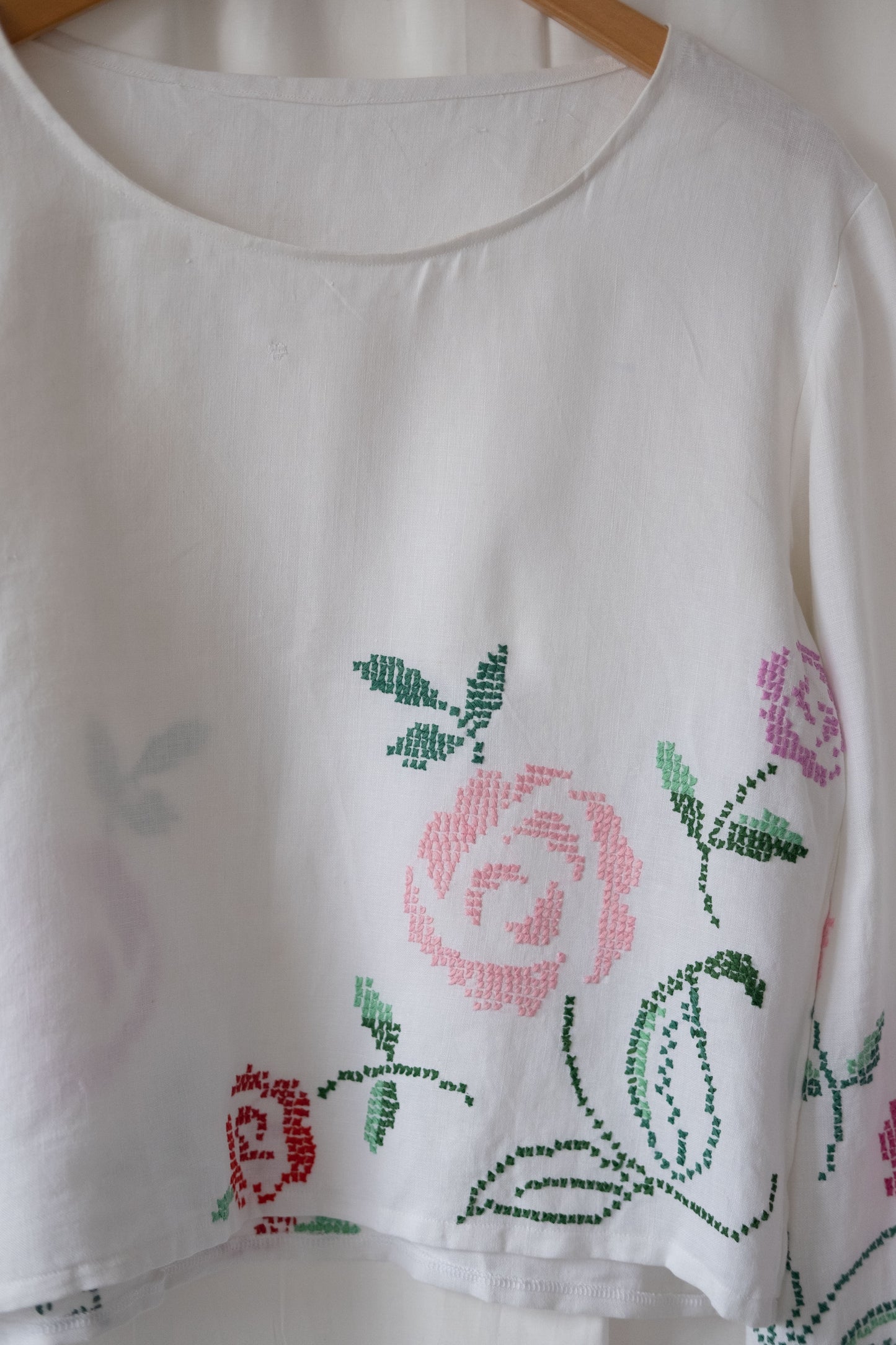 Anisa ~ Reworked Vintage Linen Embroidered Long Sleeve - M/L