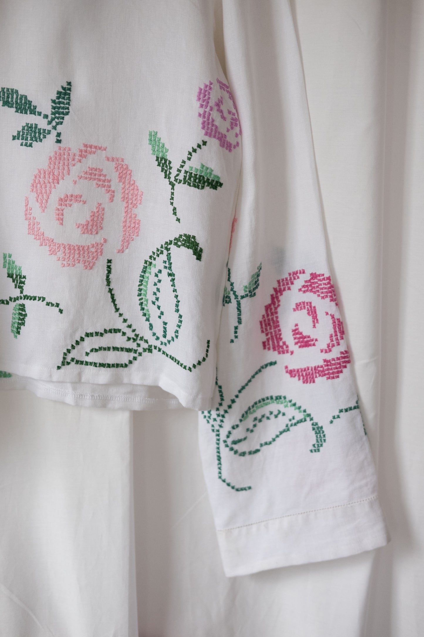 Anisa ~ Reworked Vintage Linen Embroidered Long Sleeve - M/L