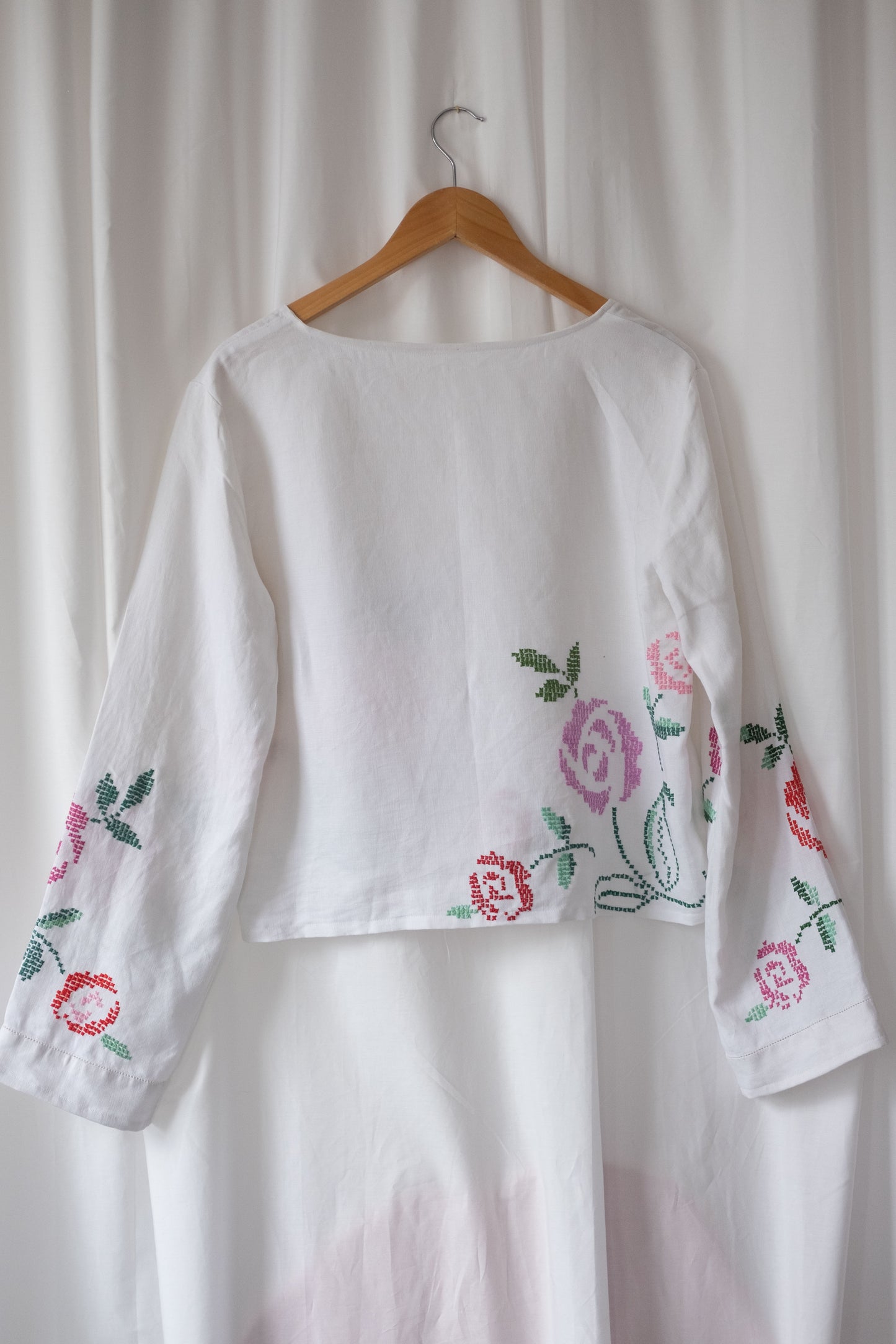 Anisa ~ Reworked Vintage Linen Embroidered Long Sleeve - M/L