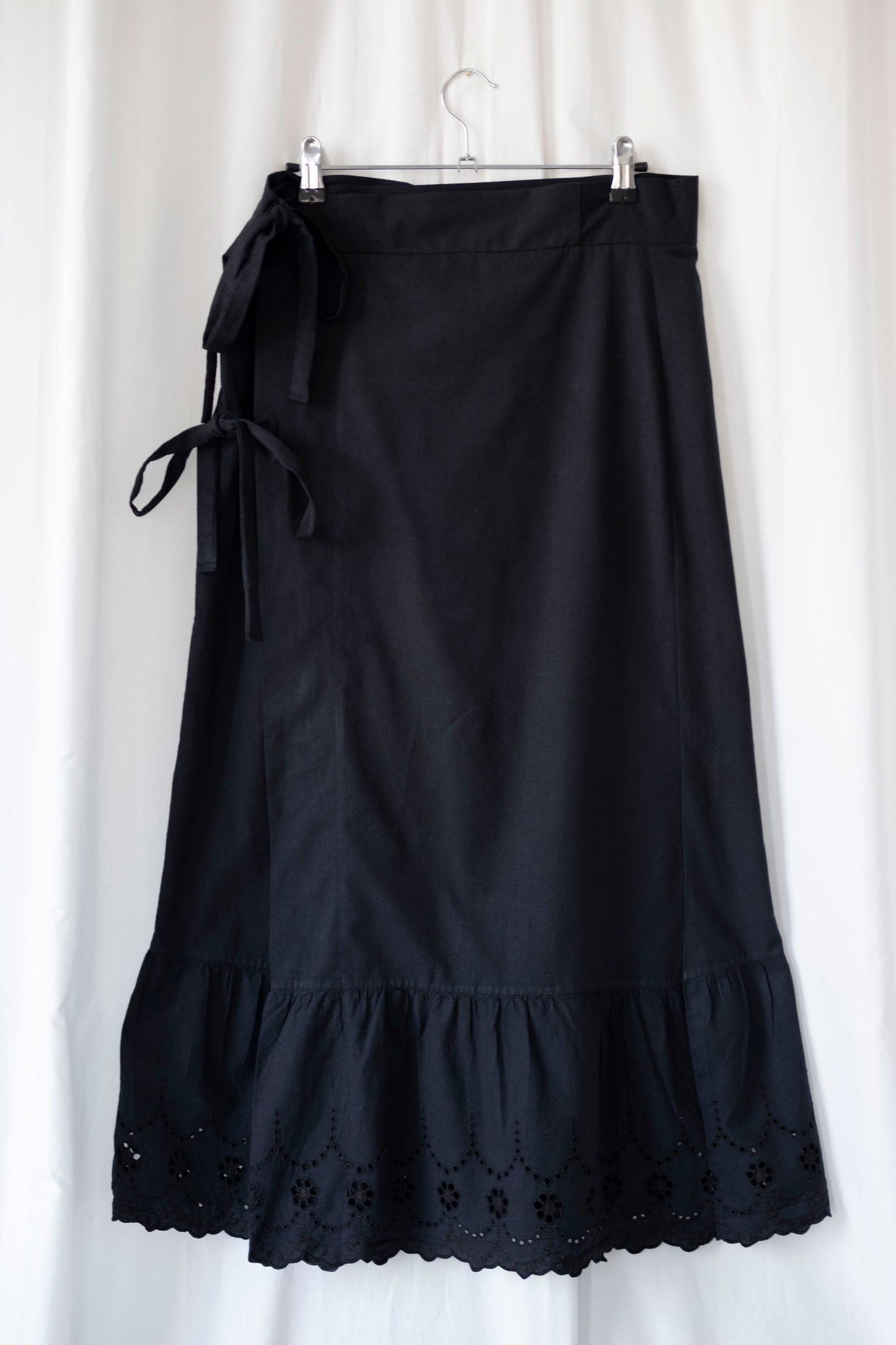 Bonnie ~ Black Broderie Prairie Midaxi Skirt - 14