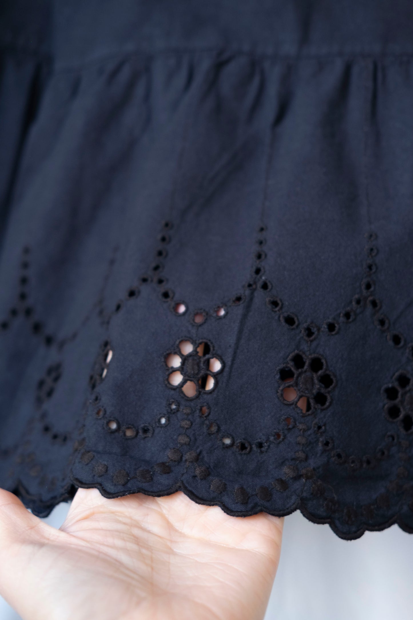 Bonnie ~ Black Broderie Prairie Midaxi Skirt - 14