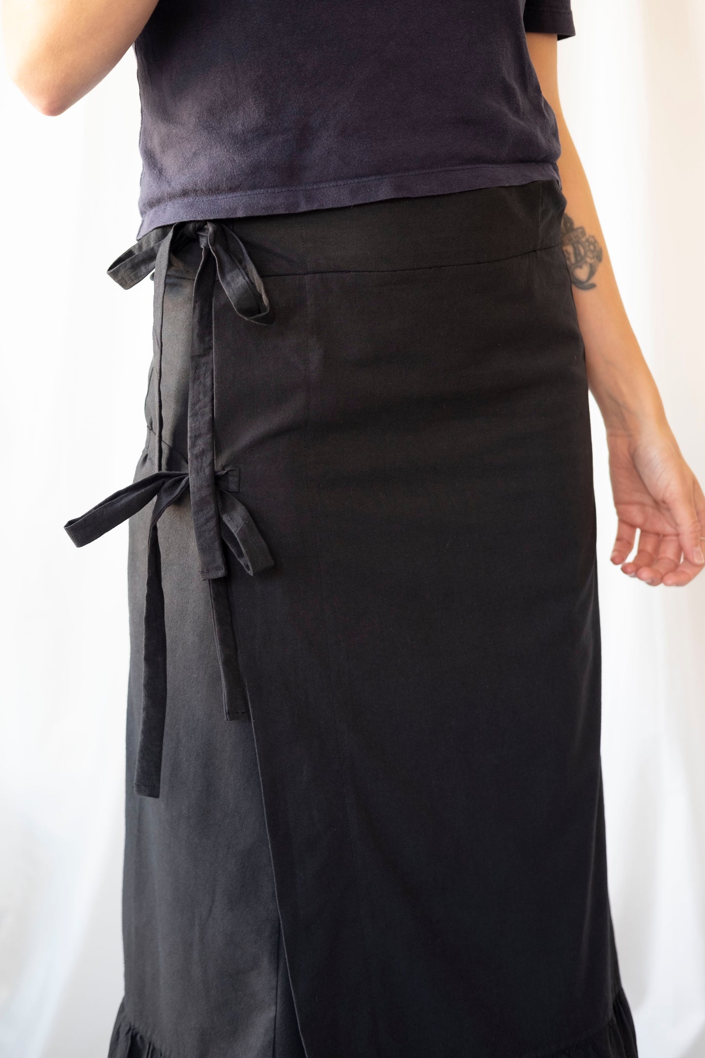 Bonnie ~ Black Broderie Prairie Midaxi Skirt - 14