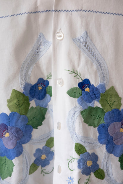 Maren ~ Reworked Embroidered Cotton Overshirt - L