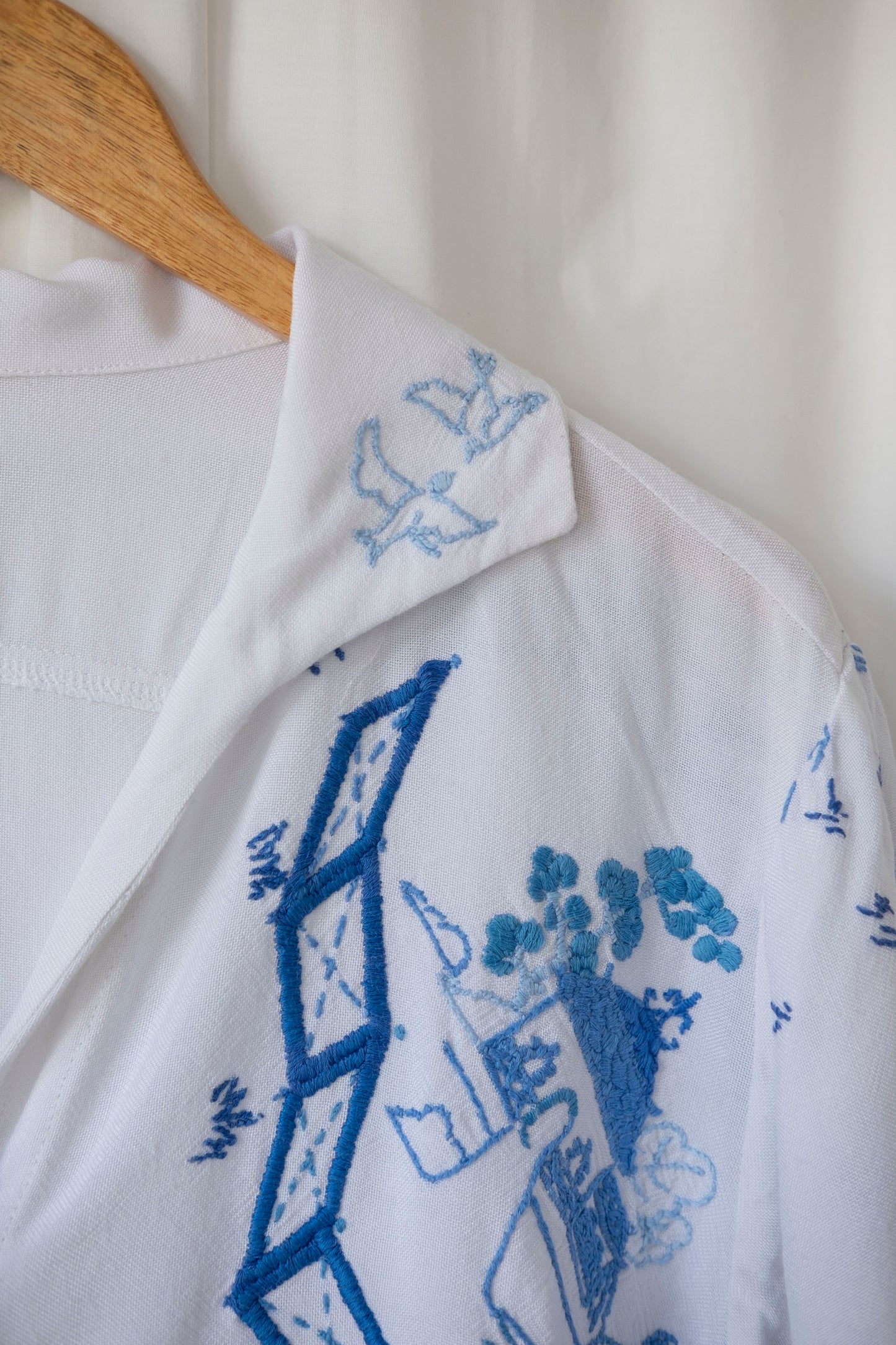 Sialia ~ Reworked Vintage Embroidered Cotton Shirt - L