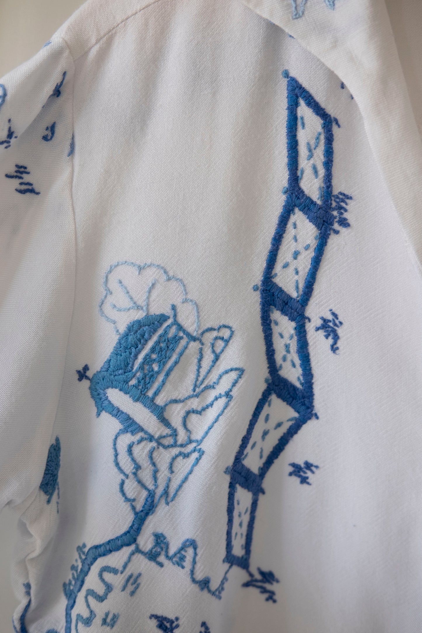 Sialia ~ Reworked Vintage Embroidered Cotton Shirt - L