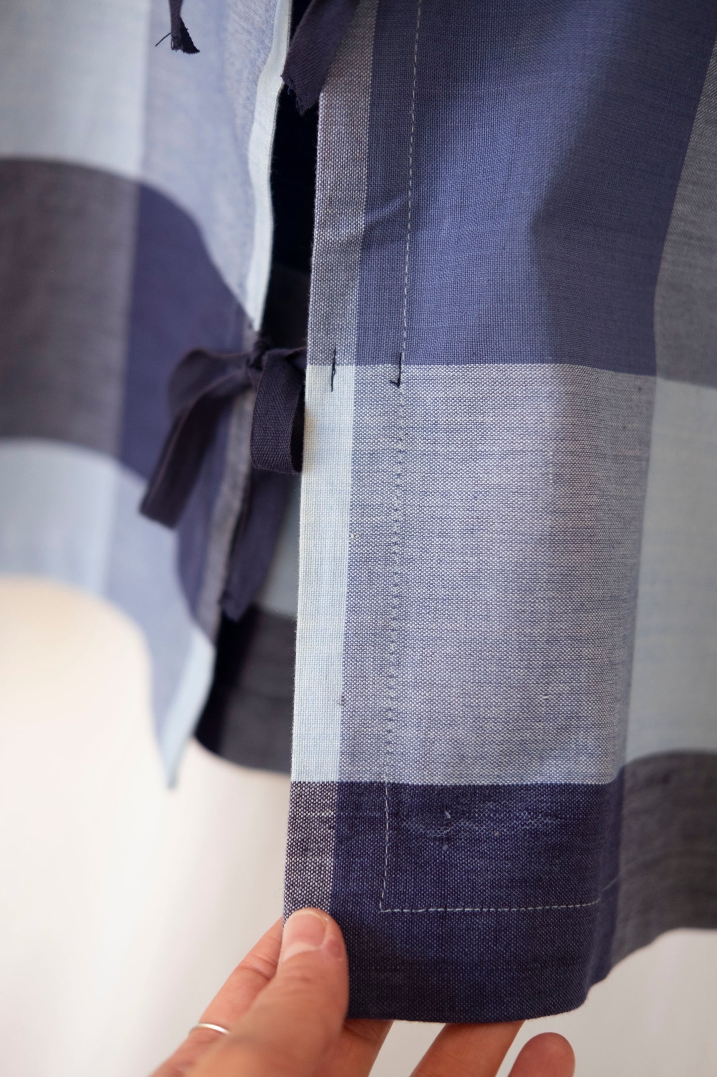 Hydrangea ~ Reworked Blue Check Tie Waistcoat - L