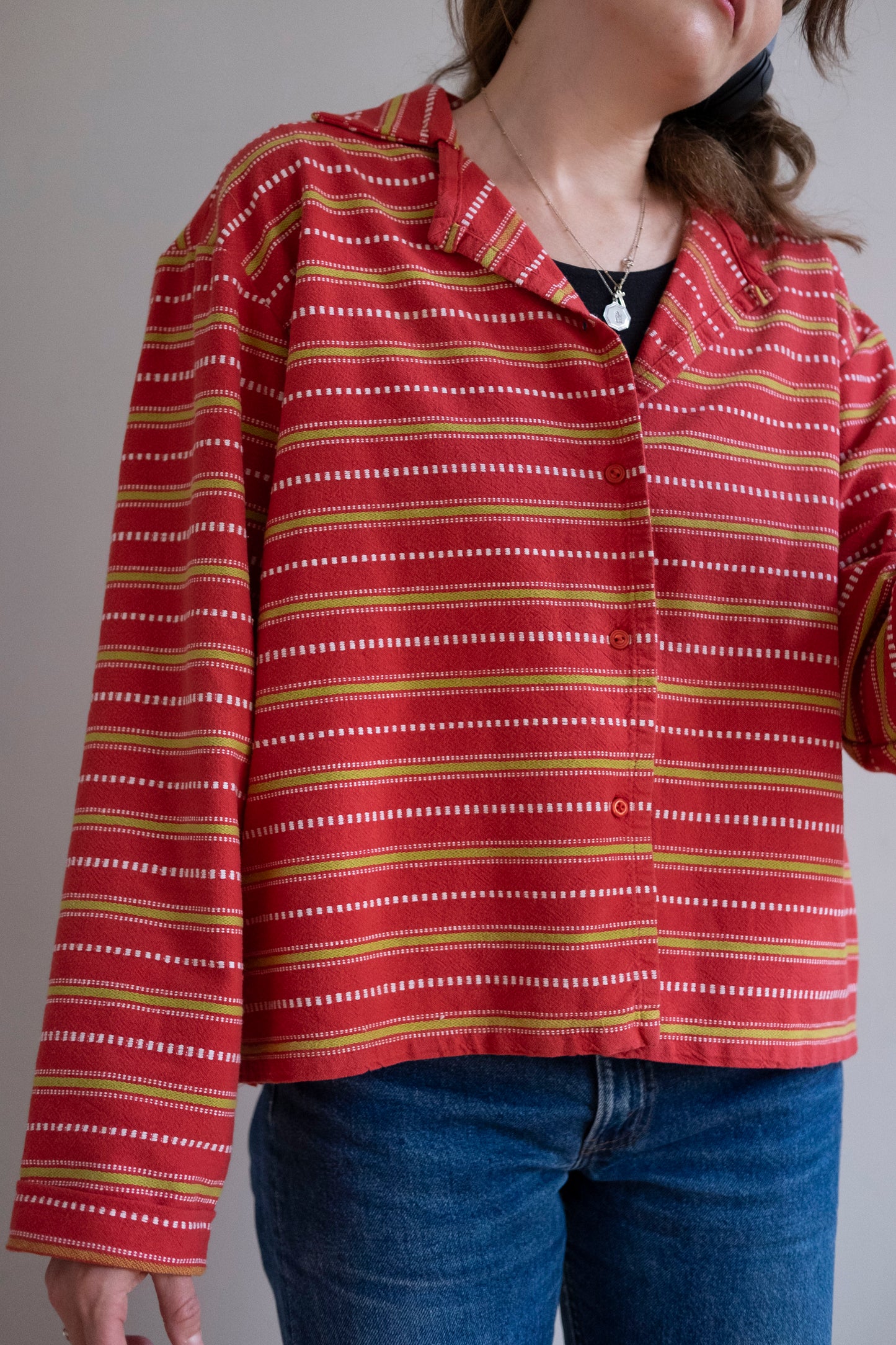 Jordan ~ Reworked Woven Red Linen Chore Jacket - M/L