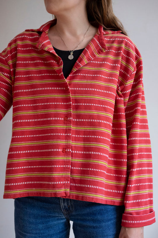 Jordan ~ Reworked Woven Red Linen Chore Jacket - M/L