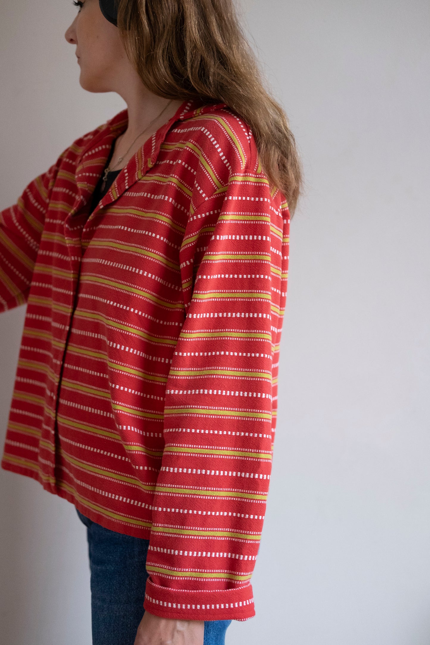 Jordan ~ Reworked Woven Red Linen Chore Jacket - M/L