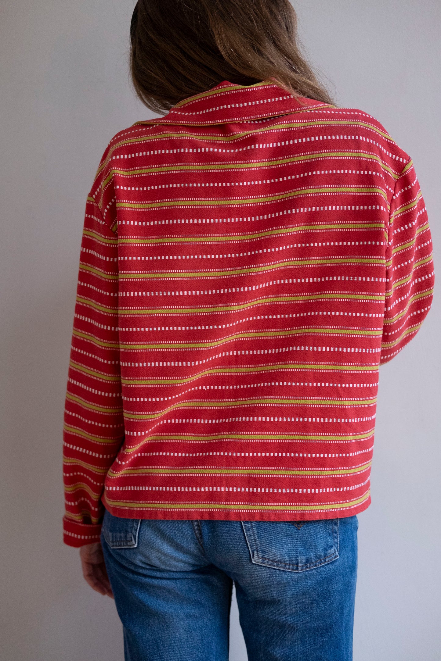 Jordan ~ Reworked Woven Red Linen Chore Jacket - M/L