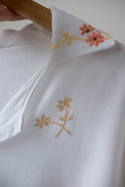Calendula ~ Reworked Embroidered Long Sleeve Shirt - M/L