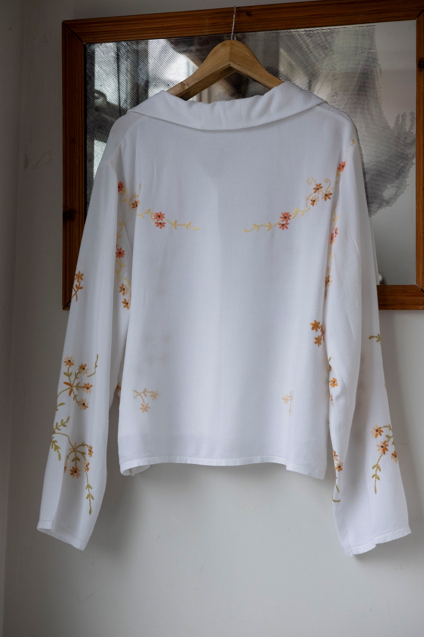 Calendula ~ Reworked Embroidered Long Sleeve Shirt - M/L