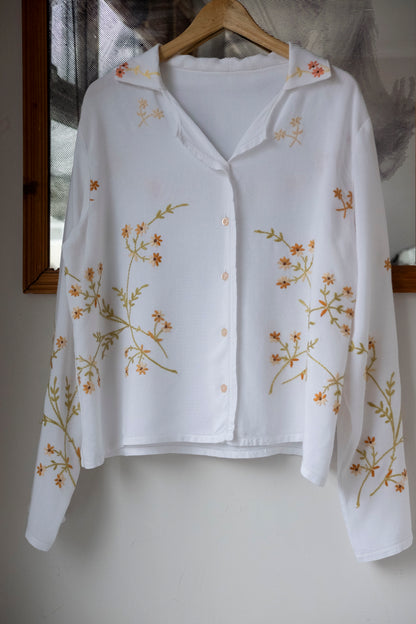 Calendula ~ Reworked Embroidered Long Sleeve Shirt - M/L