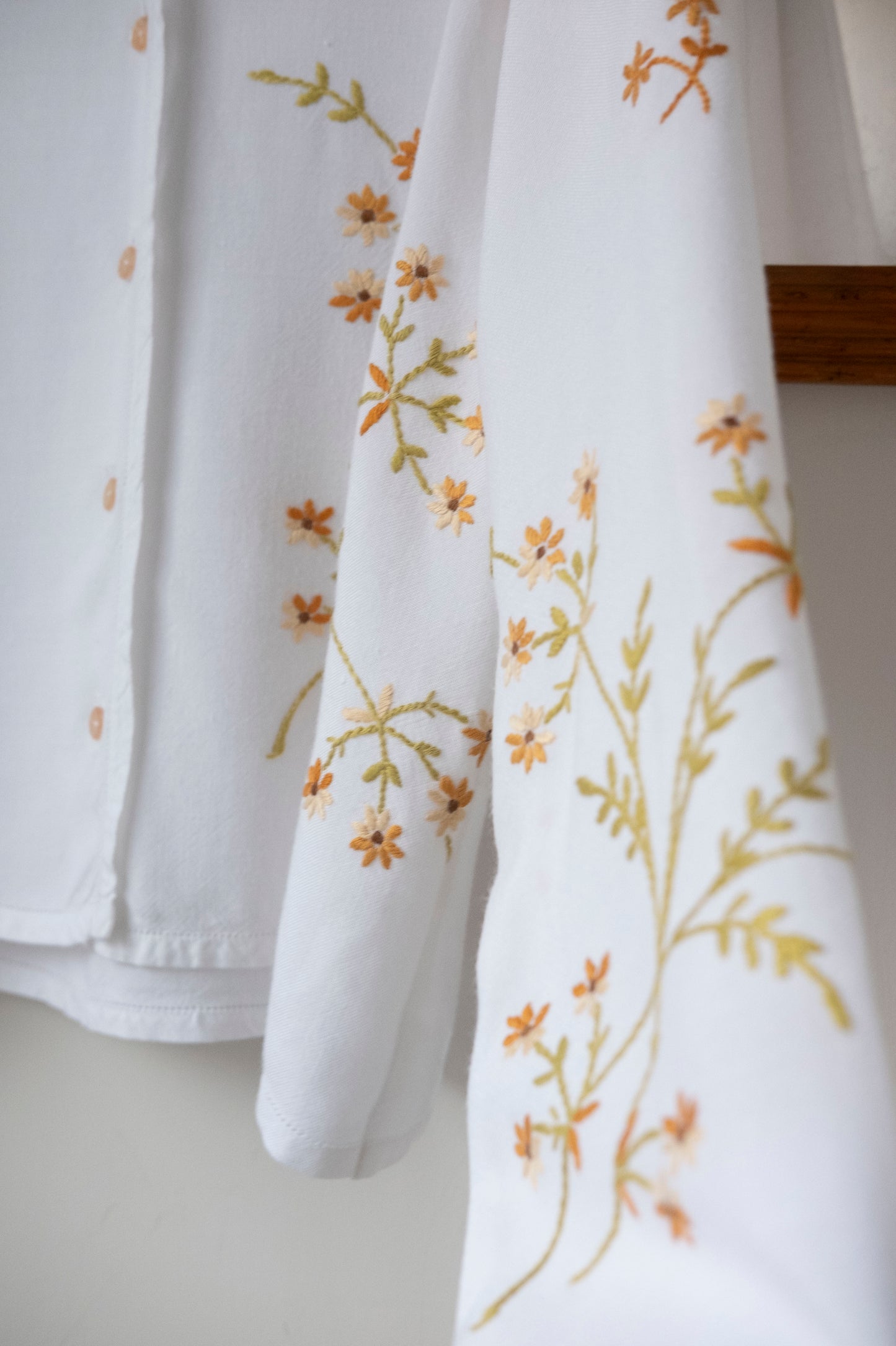 Calendula ~ Reworked Embroidered Long Sleeve Shirt - M/L