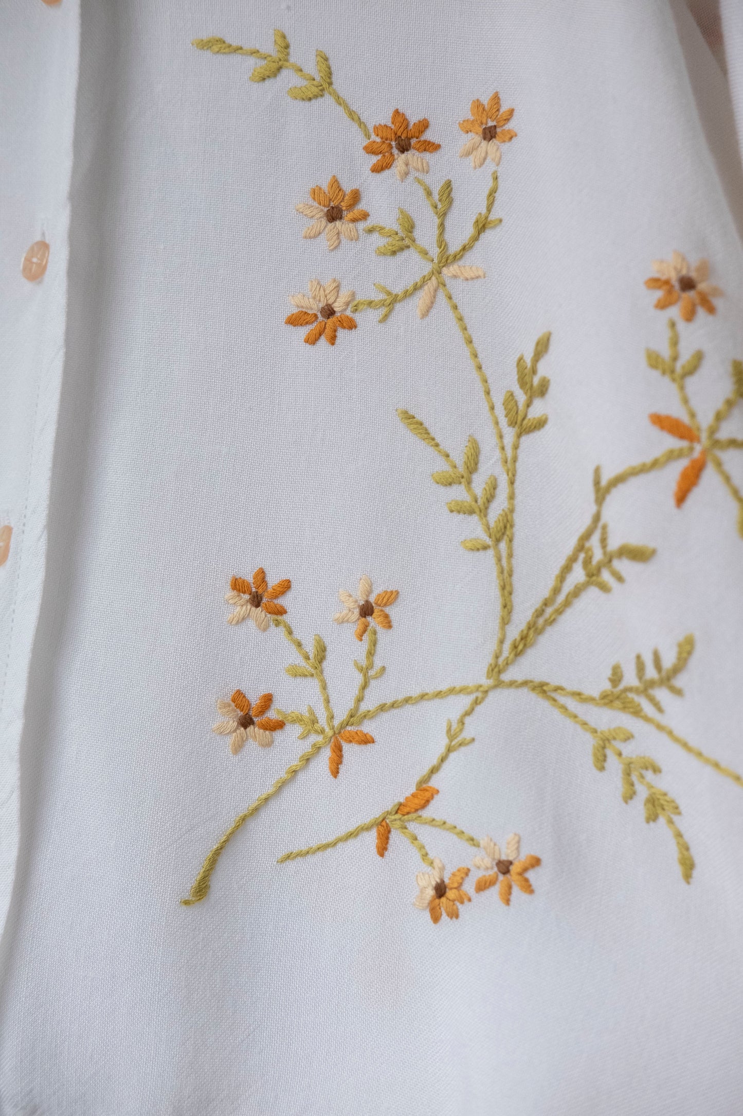 Calendula ~ Reworked Embroidered Long Sleeve Shirt - M/L