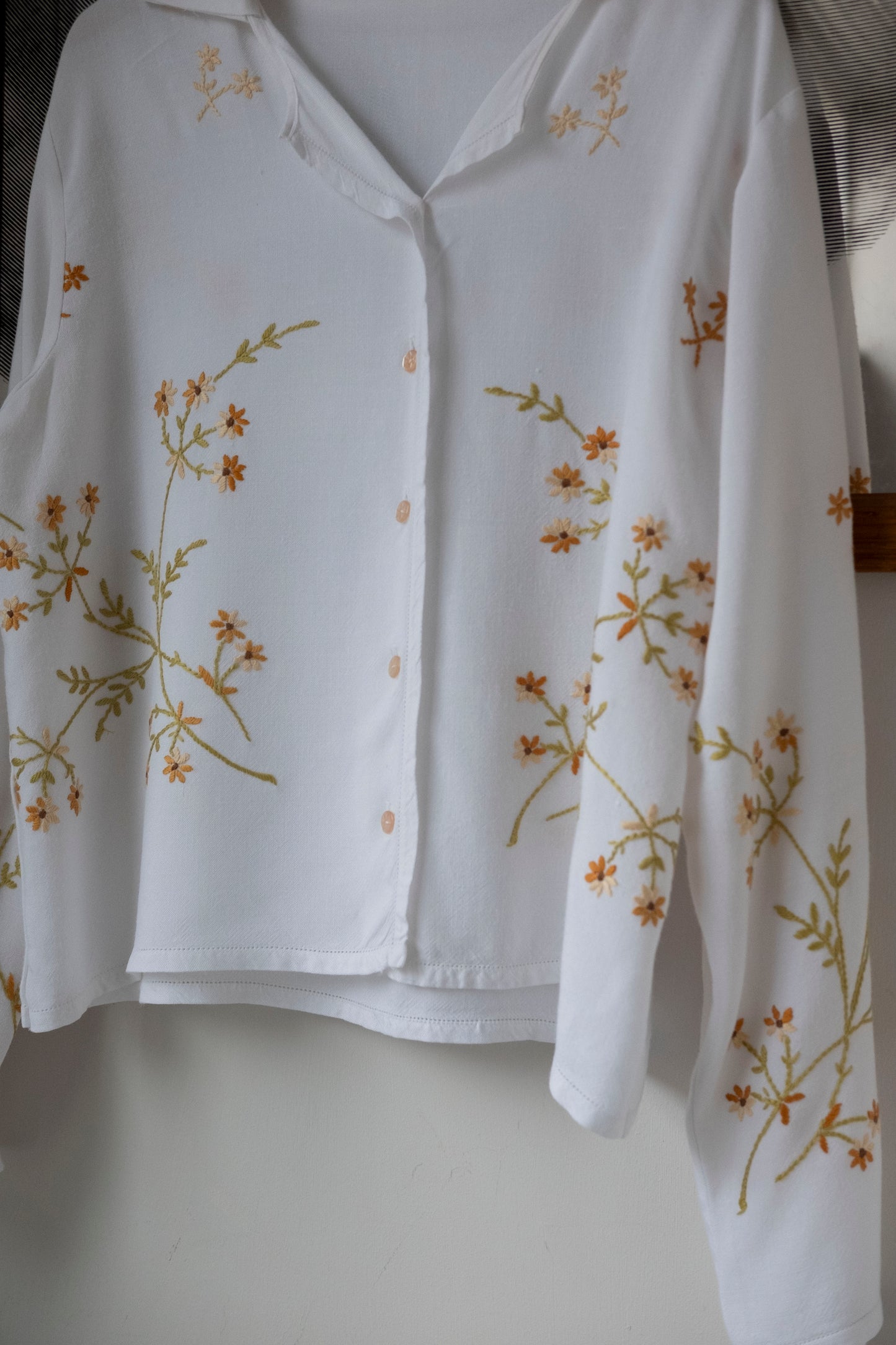 Calendula ~ Reworked Embroidered Long Sleeve Shirt - M/L