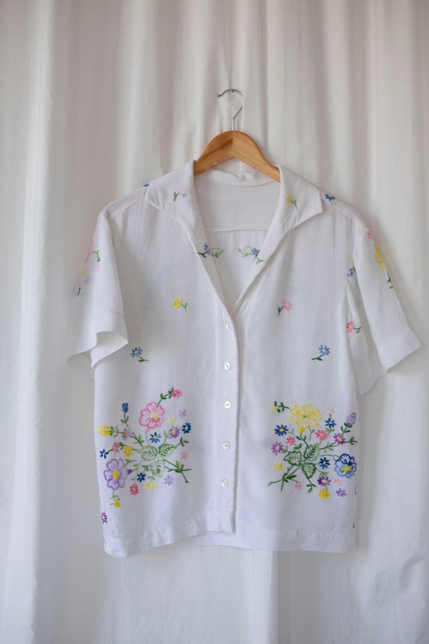 Garland ~ Reworked Vintage Embroidered Cotton Shirt - M