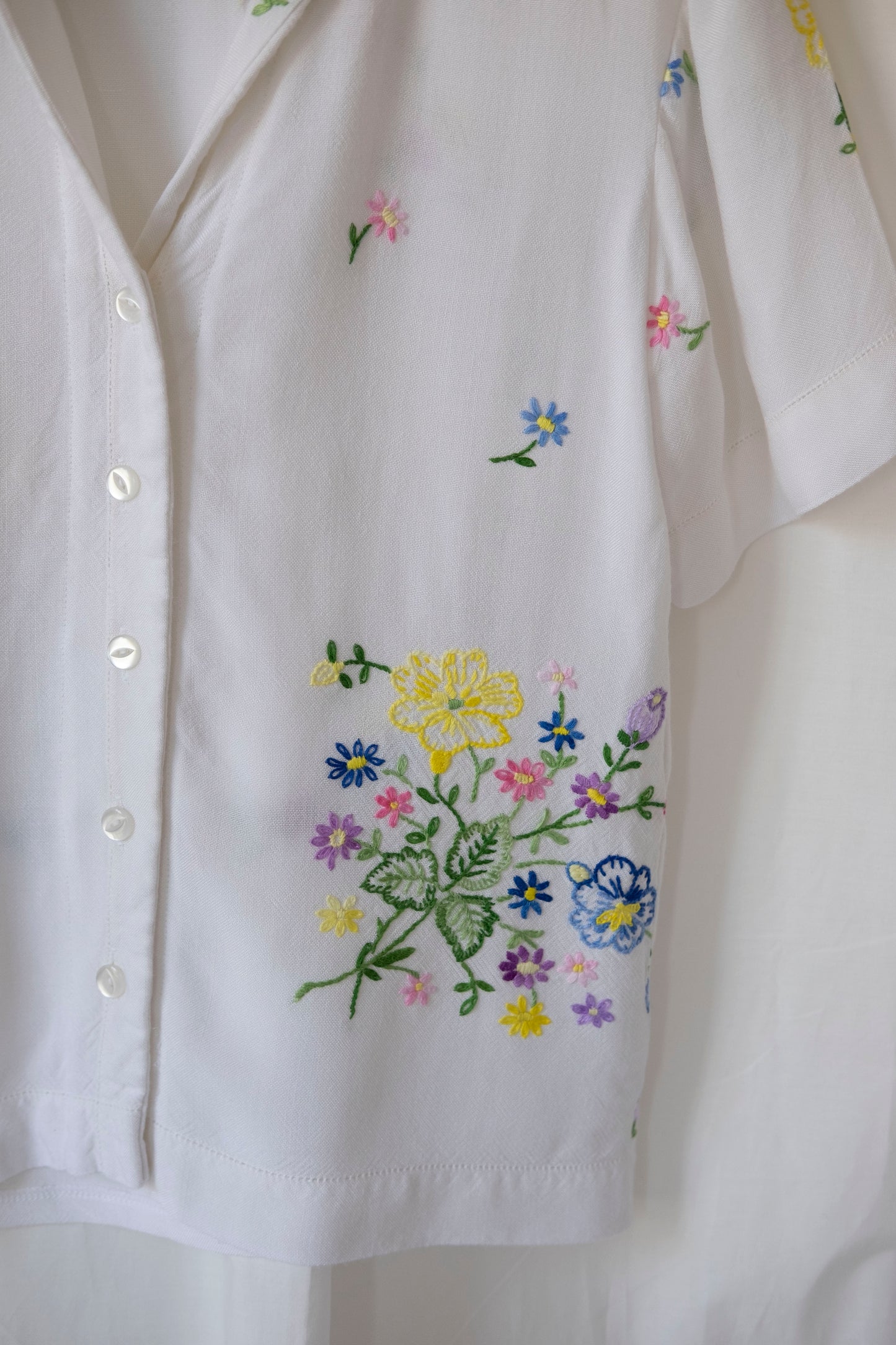 Garland ~ Reworked Vintage Embroidered Cotton Shirt - M