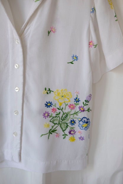 Garland ~ Reworked Vintage Embroidered Cotton Shirt - M