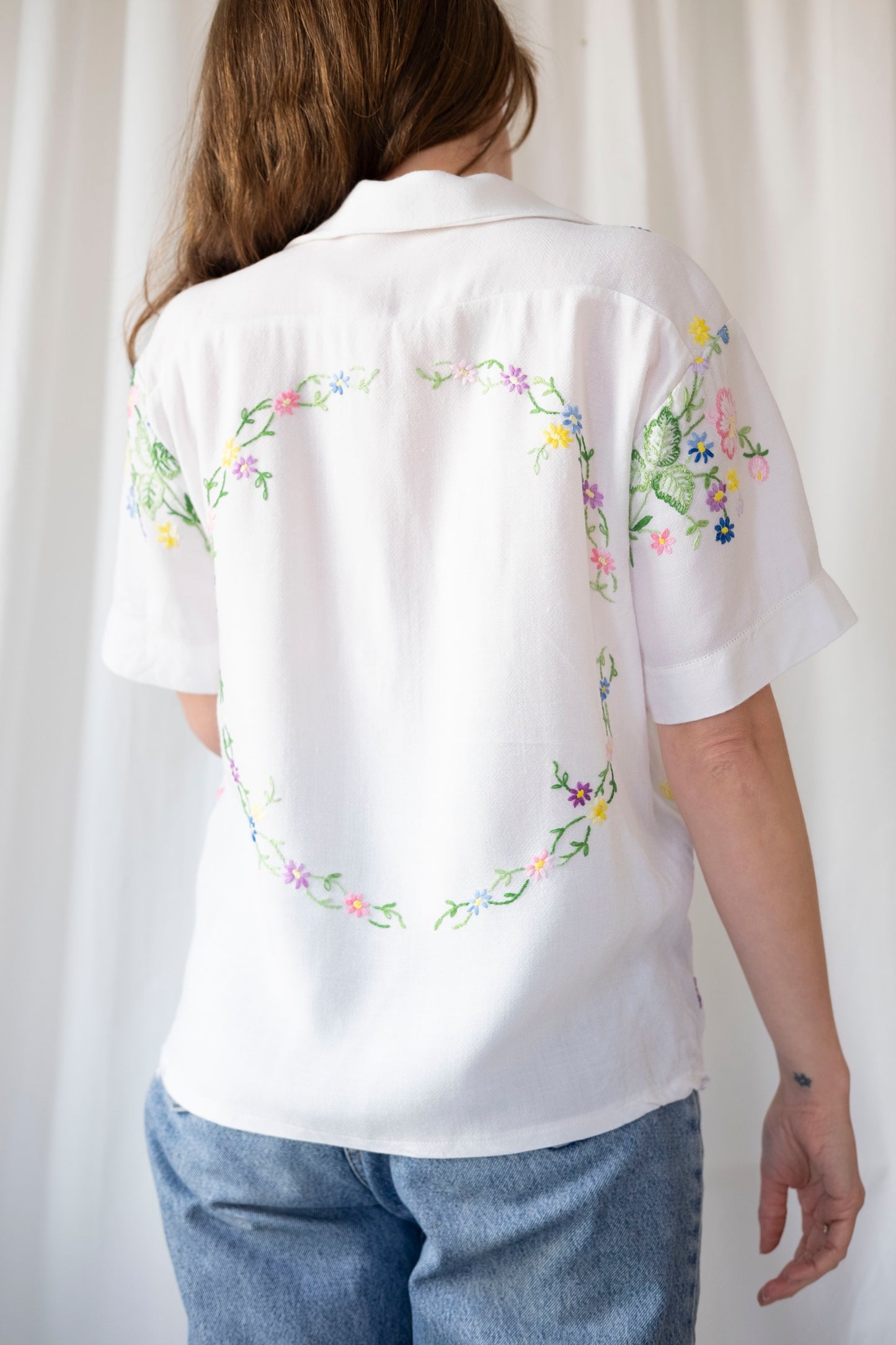 Garland ~ Reworked Vintage Embroidered Cotton Shirt - M