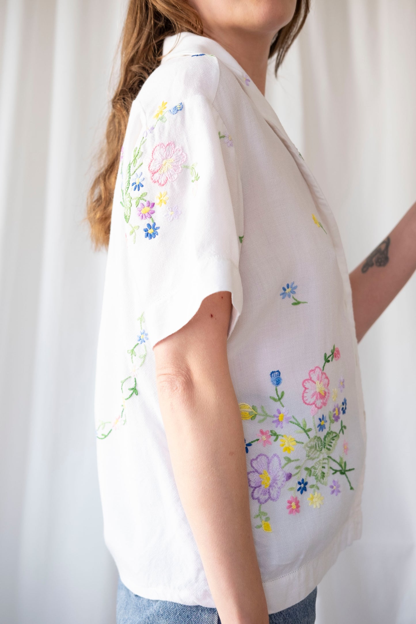 Garland ~ Reworked Vintage Embroidered Cotton Shirt - M