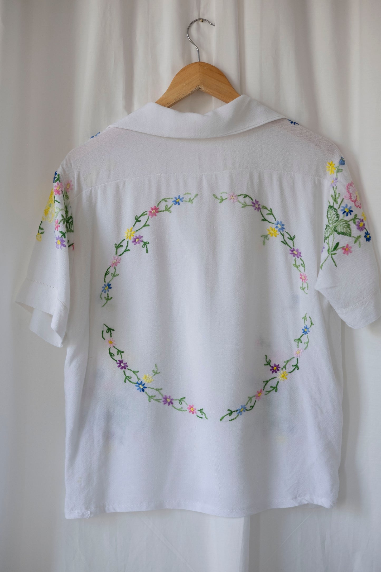 Garland ~ Reworked Vintage Embroidered Cotton Shirt - M