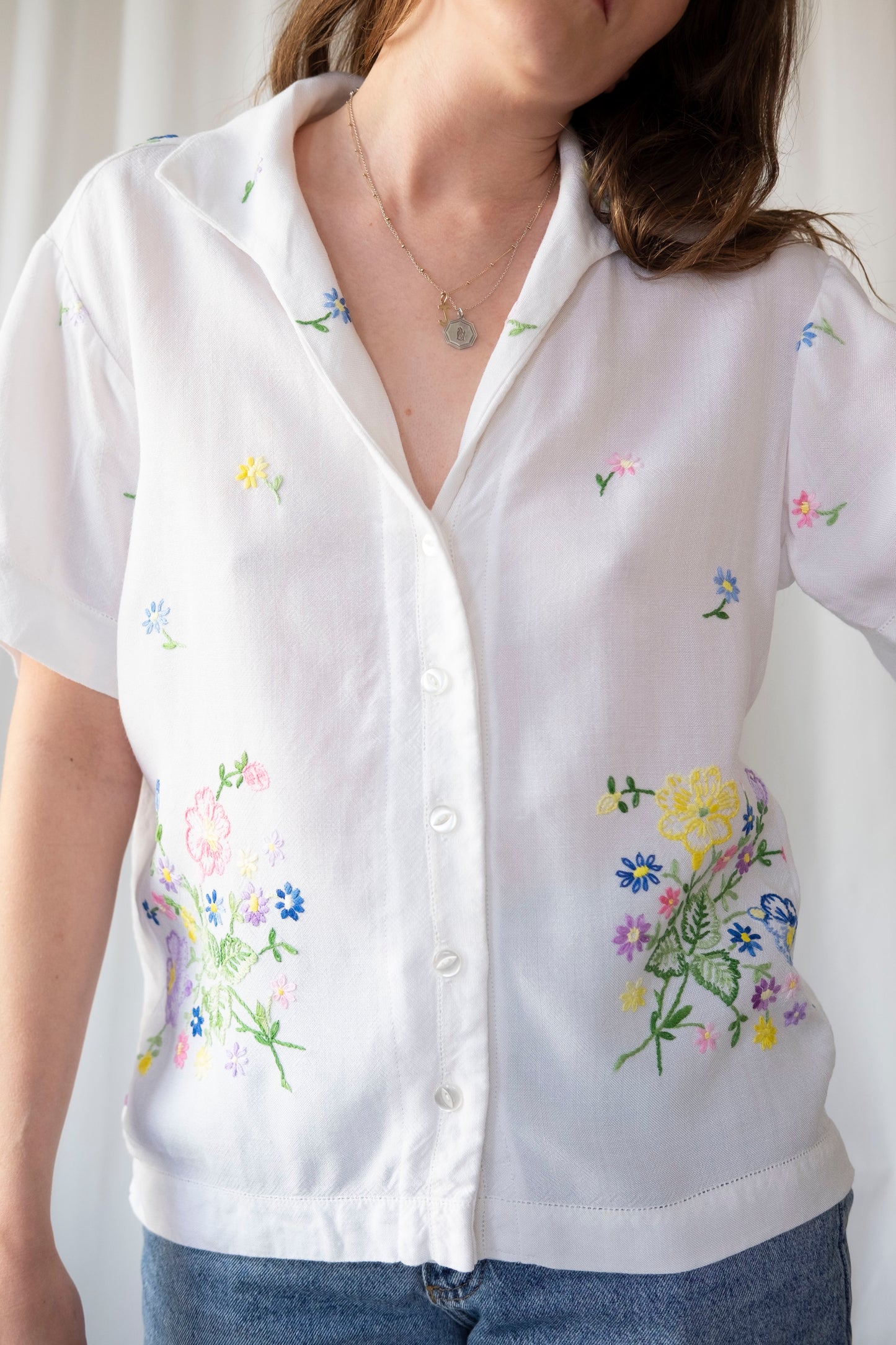 Garland ~ Reworked Vintage Embroidered Cotton Shirt - M