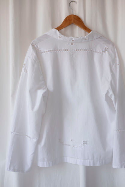Lily of the Valley ~ Reworked Cotton Tablecloth Shirt ~ L/XL