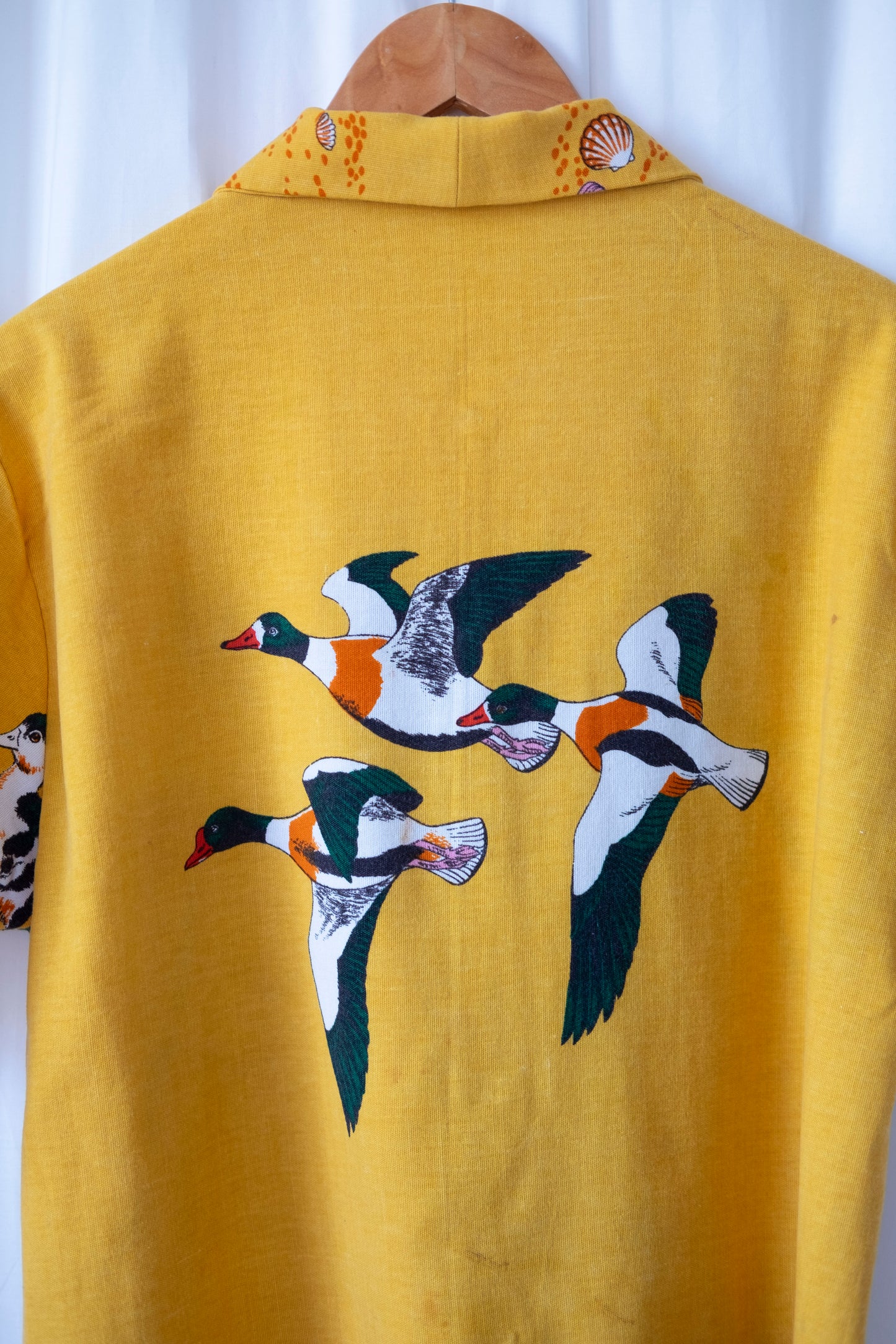 Shelduck ~ Reworked Linen Tablecloth Duck Shirt ~ M