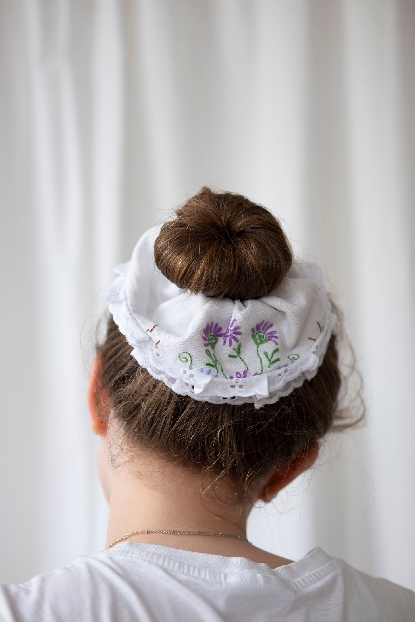 Solstice Scrunchie - Embroidered Linen 1