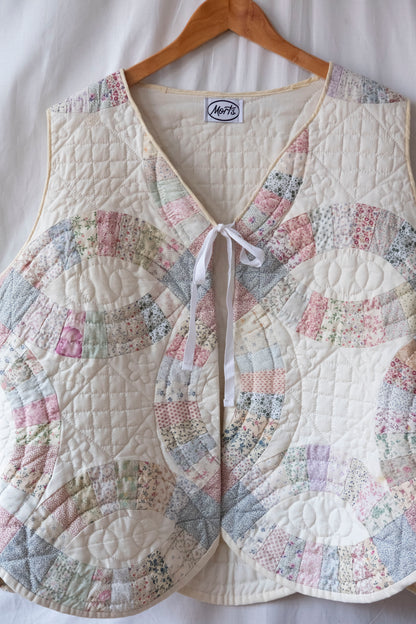 Etta ~ Reworked Black Gingham Linen Tie Waistcoat - XL