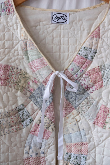 Etta ~ Reworked Black Gingham Linen Tie Waistcoat - XL