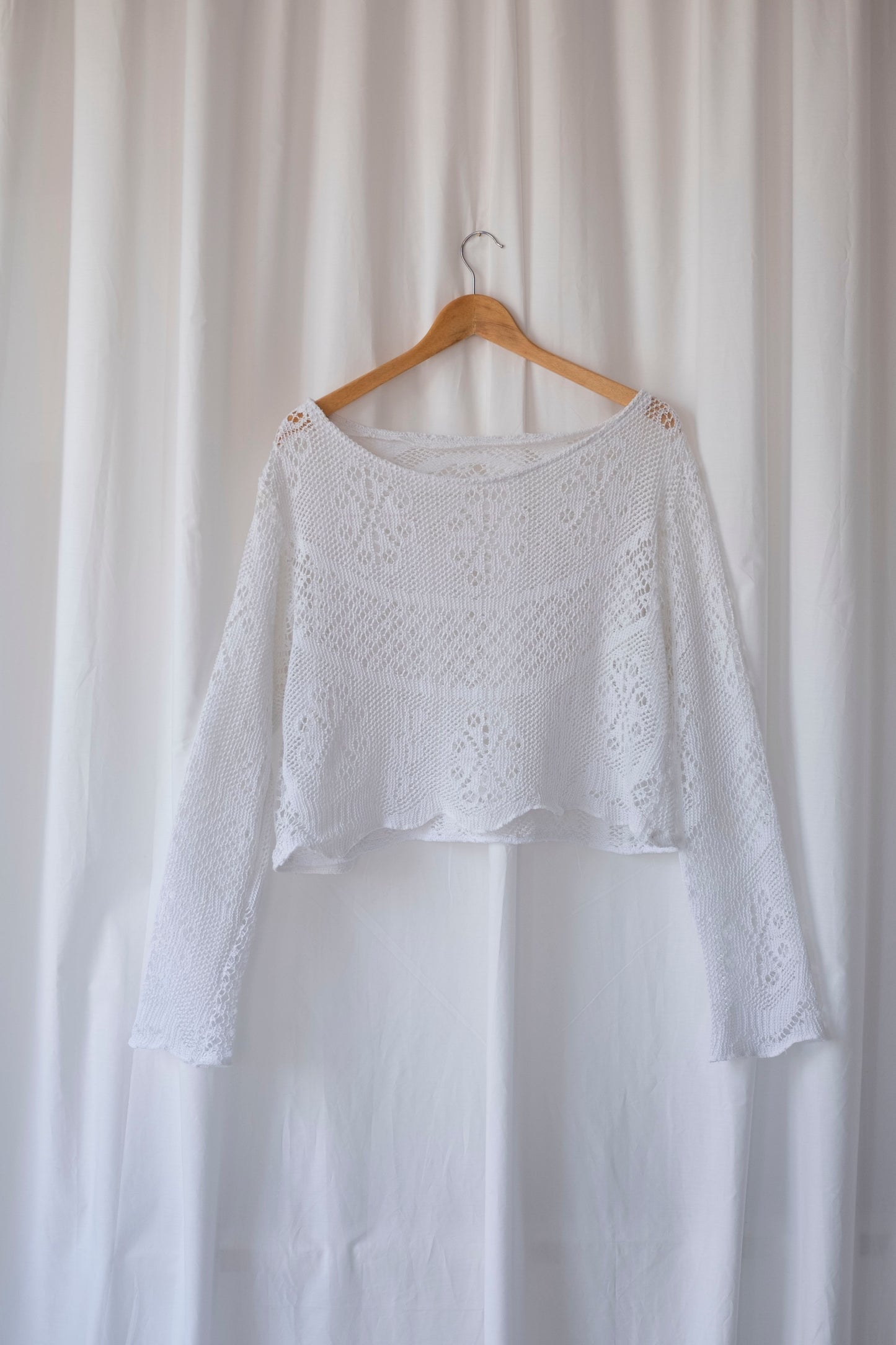 Aster ~ Upcycled Cotton Crochet Tablecloth Top ~ M/L