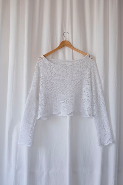 Aster ~ Upcycled Cotton Crochet Tablecloth Top ~ M/L