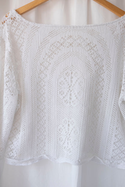 Aster ~ Upcycled Cotton Crochet Tablecloth Top ~ M/L
