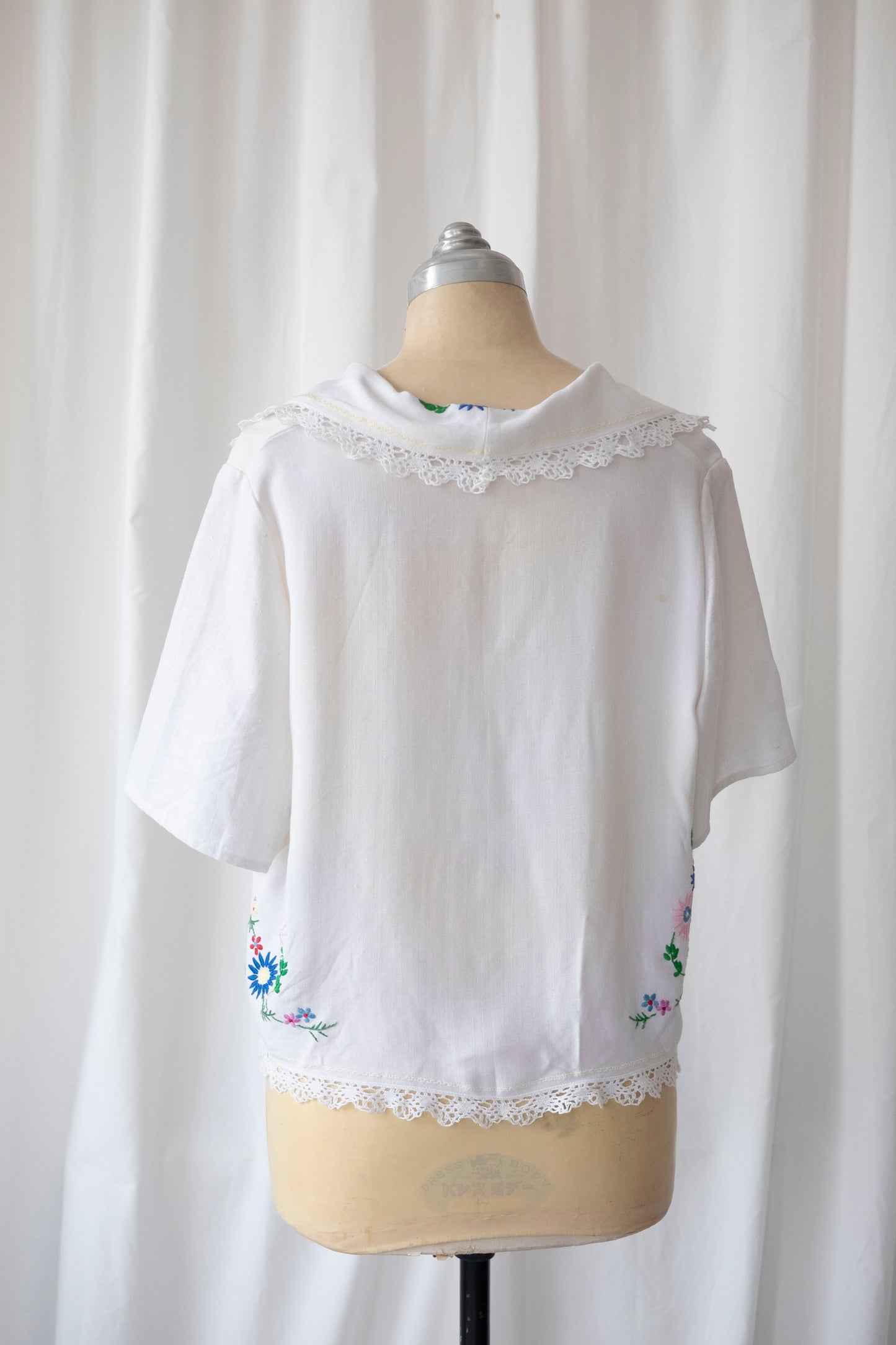 Cyanus ~ Reworked Vintage Tie Front Shirt - M