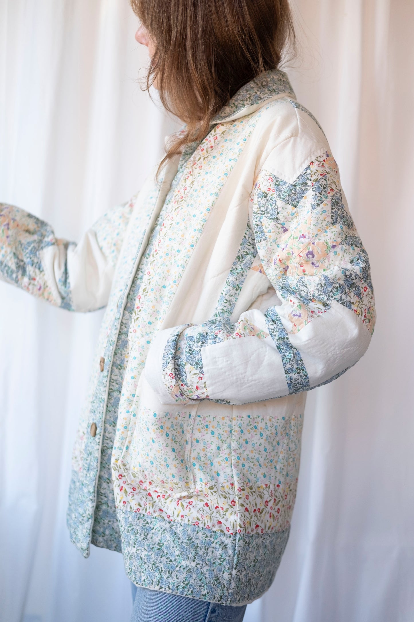 Leo ~ Reworked Patchwork Quilt Jacket - L