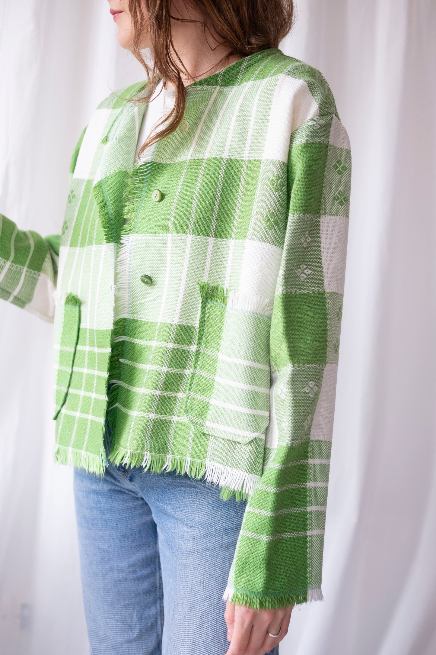 Linden ~ Reworked Vintage Fringe Blanket Jacket - M/L