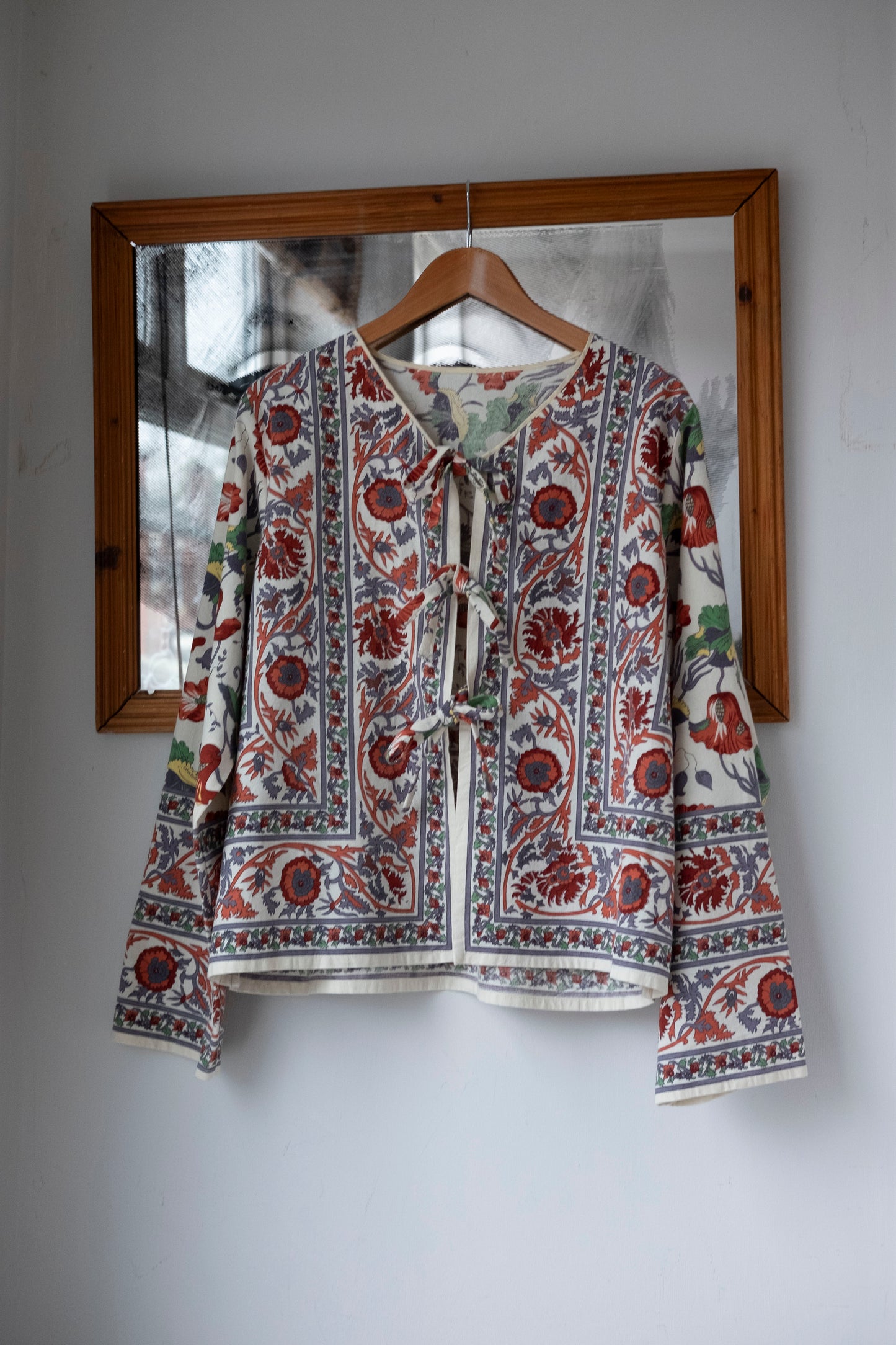 Marguerite ~ Reworked Cotton Tie Chore Jacket - M/L