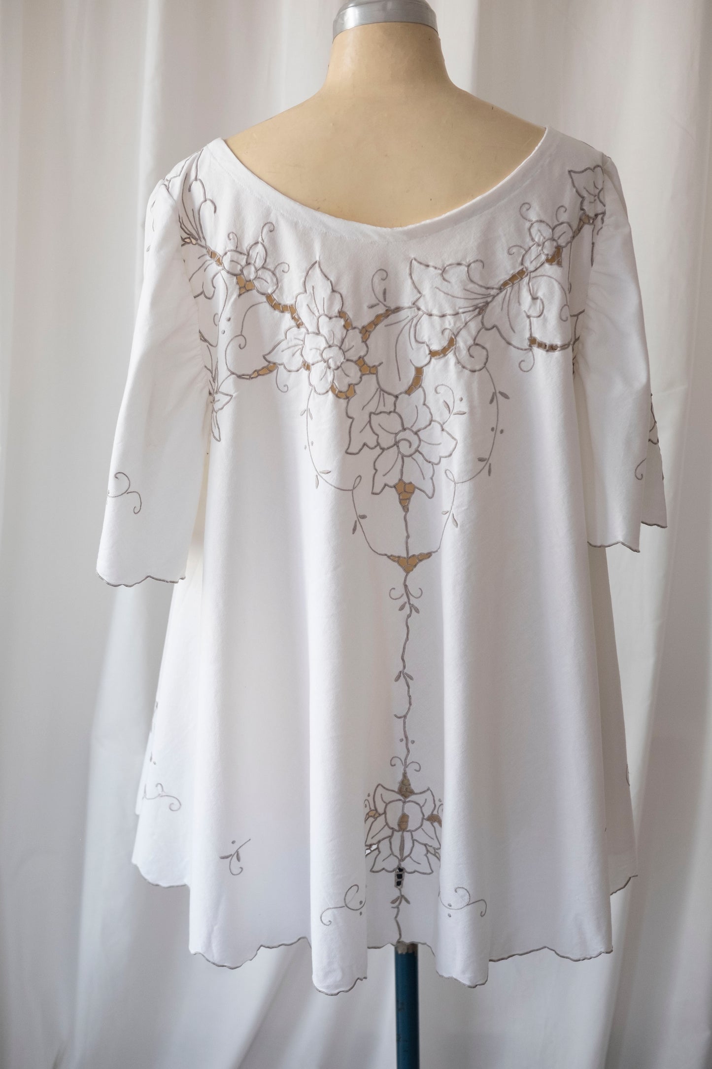 Orchid ~ Reworked Vintage Embroidered Smock Mini Dress - L