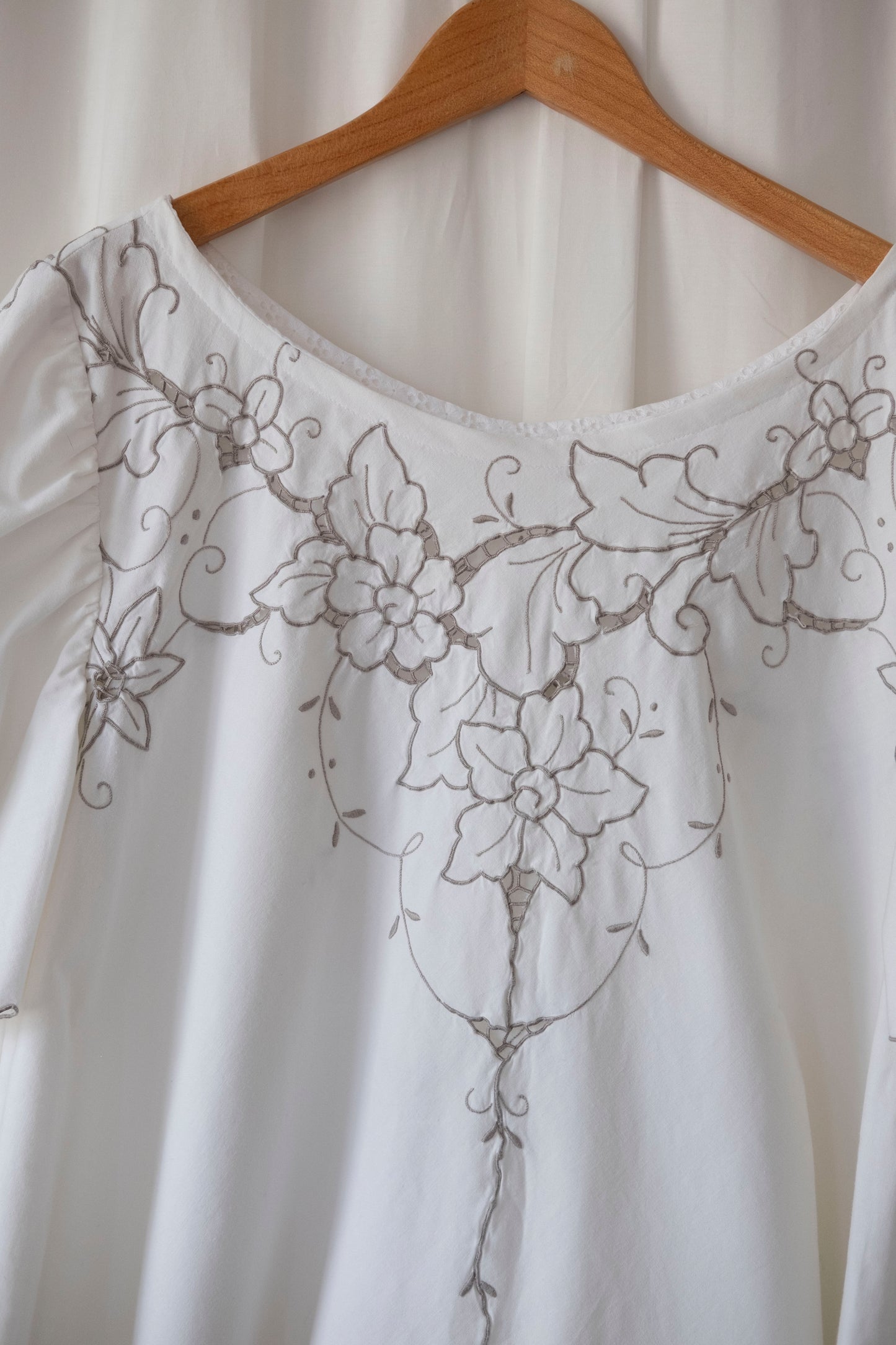 Orchid ~ Reworked Vintage Embroidered Smock Mini Dress - L