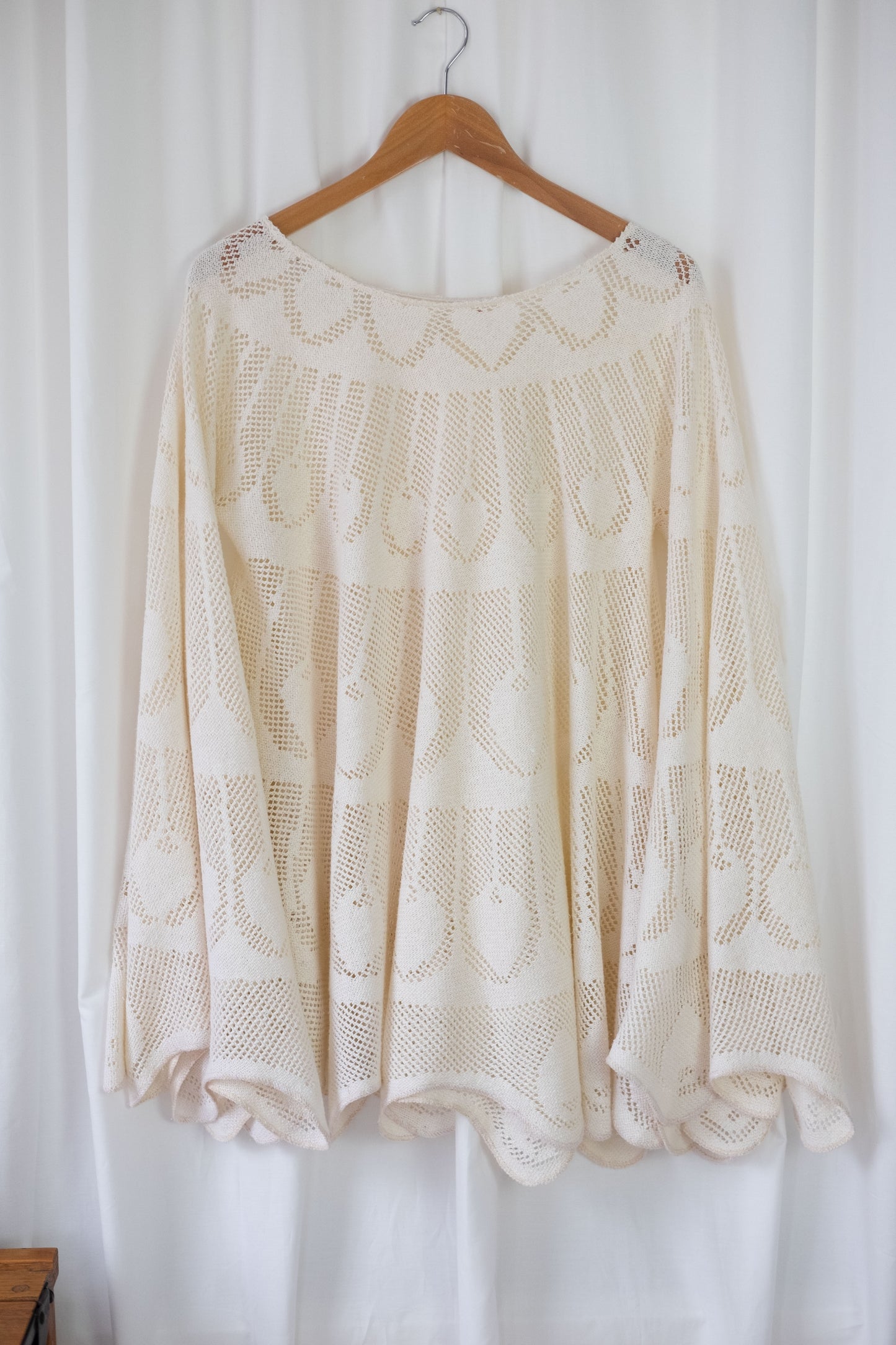 Morello ~ Reworked Vintage Crochet Bell Sleeve Mini Dress - M/L