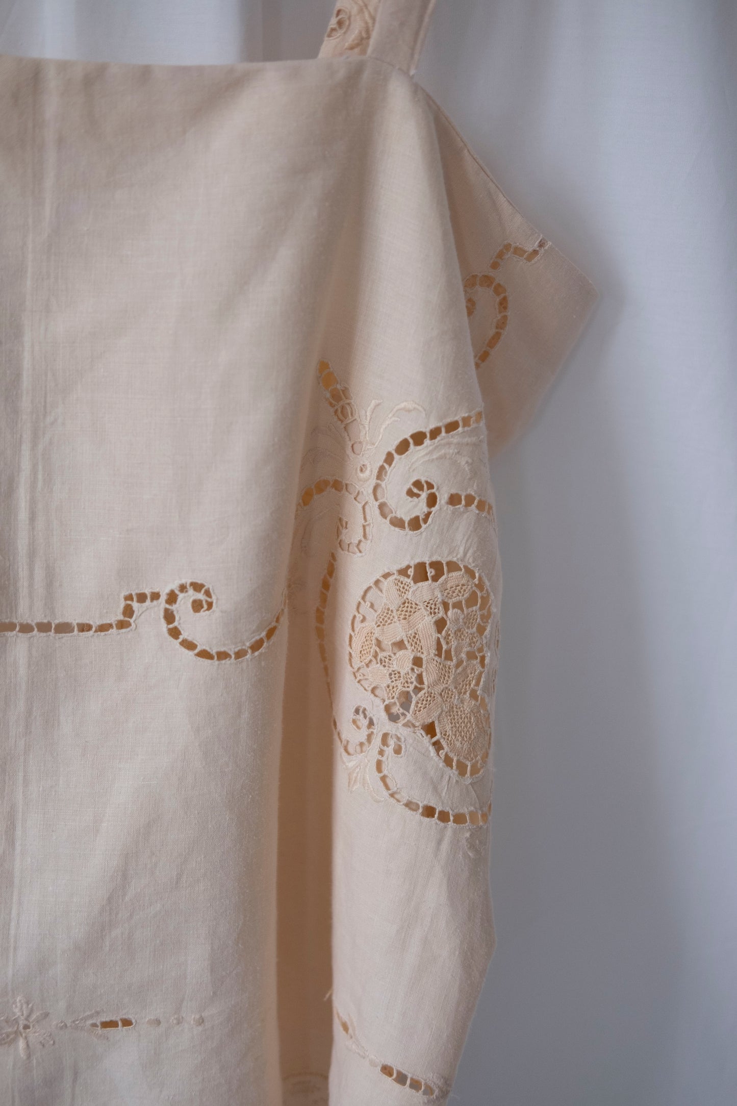 Peach ~ Reworked Antique Tie Cami - L