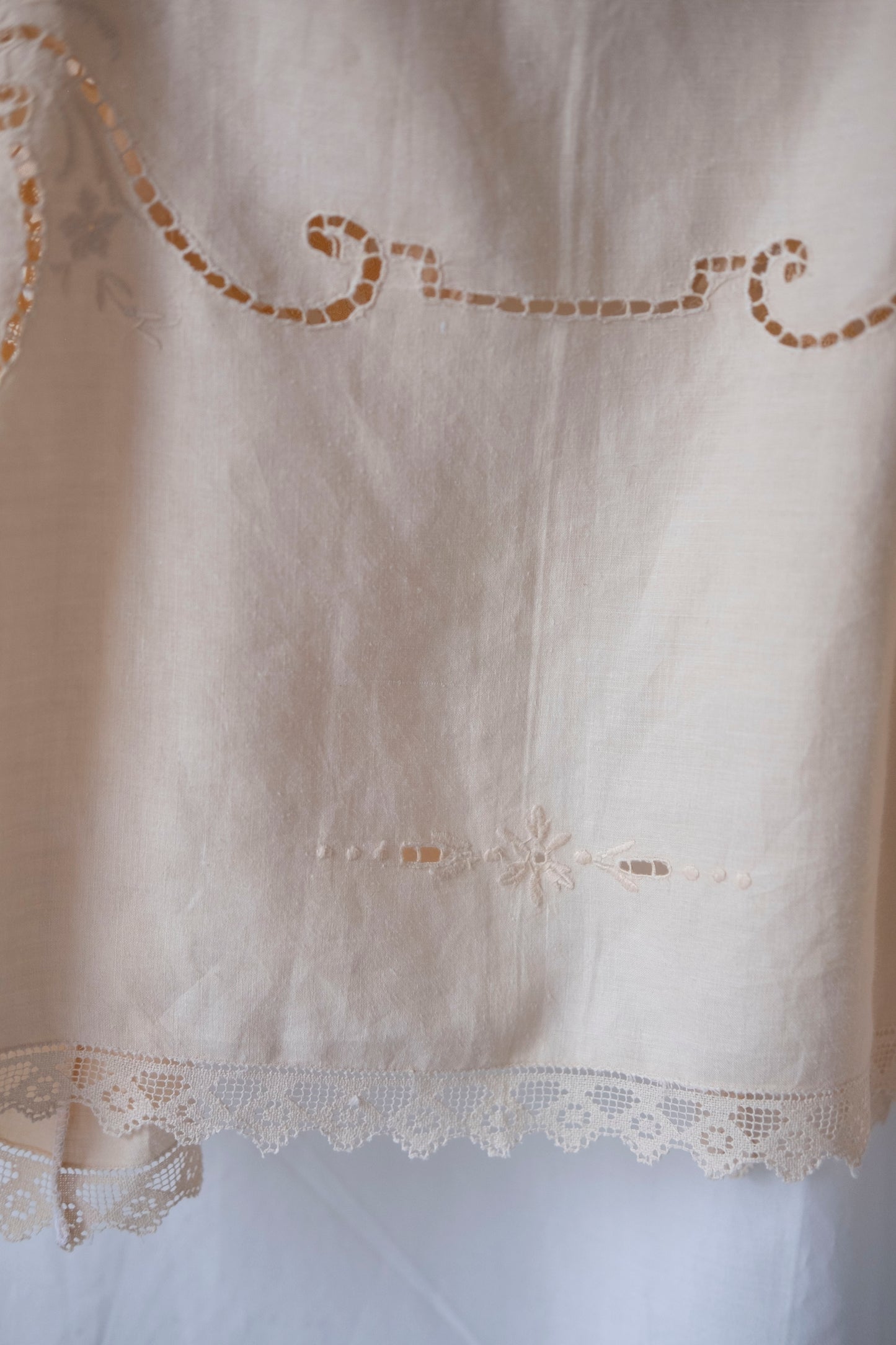 Peach ~ Reworked Antique Tie Cami - L