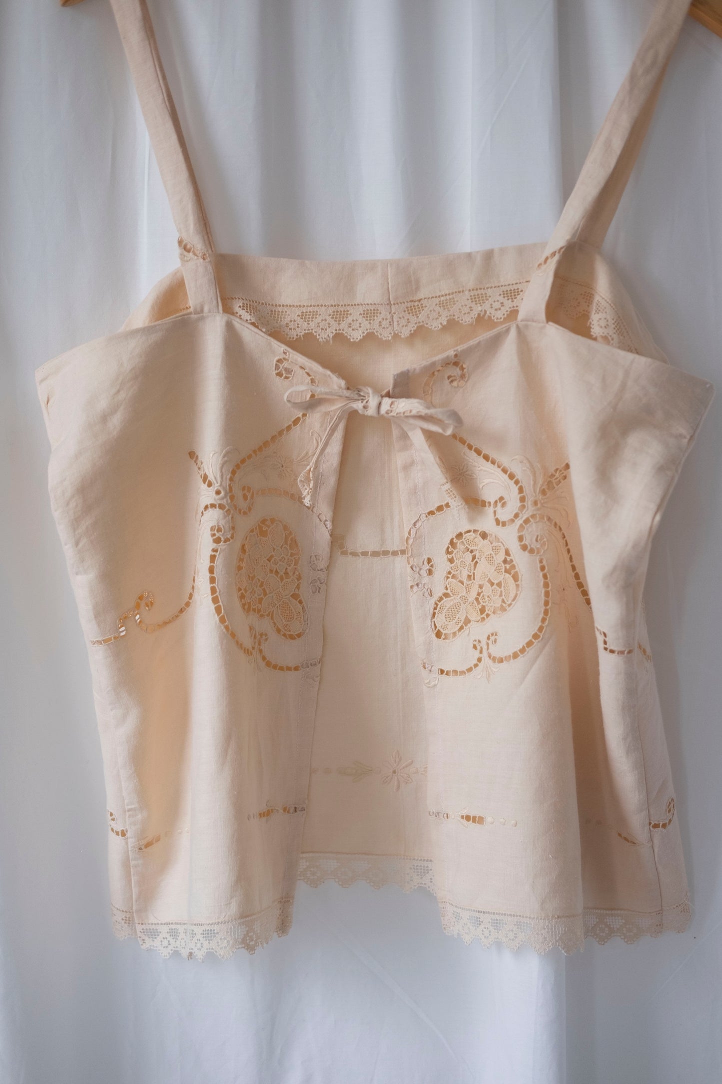 Peach ~ Reworked Antique Tie Cami - L