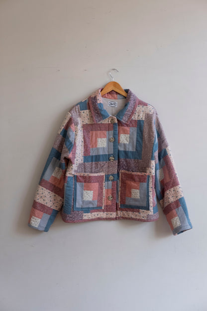 Peony ~ Log Cabin Patchwork Quilt Jacket - S
