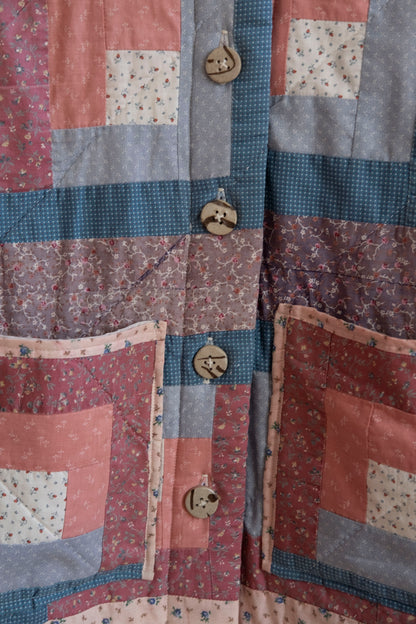 Peony ~ Log Cabin Patchwork Quilt Jacket - S