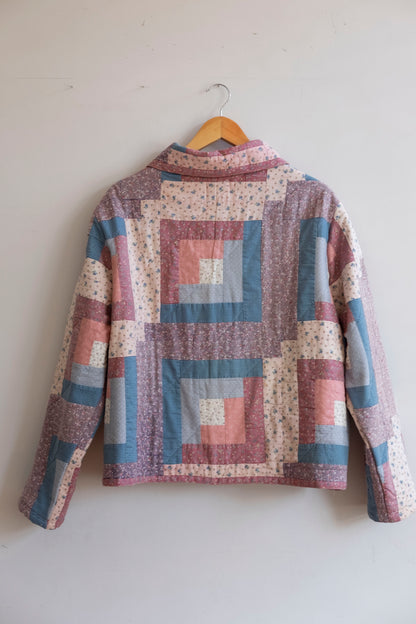 Peony ~ Log Cabin Patchwork Quilt Jacket - S