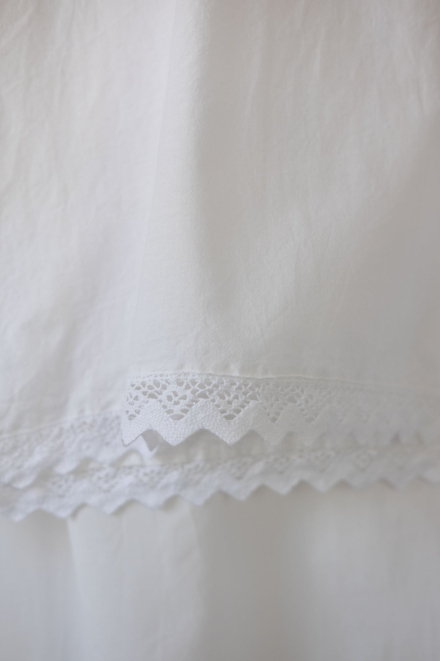 Jane ~ Reworked Vintage Linen Crochet Tee - M